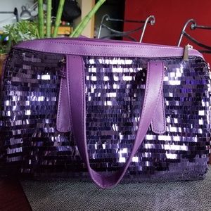 Purple Sequined Bag w/ Strap NWT